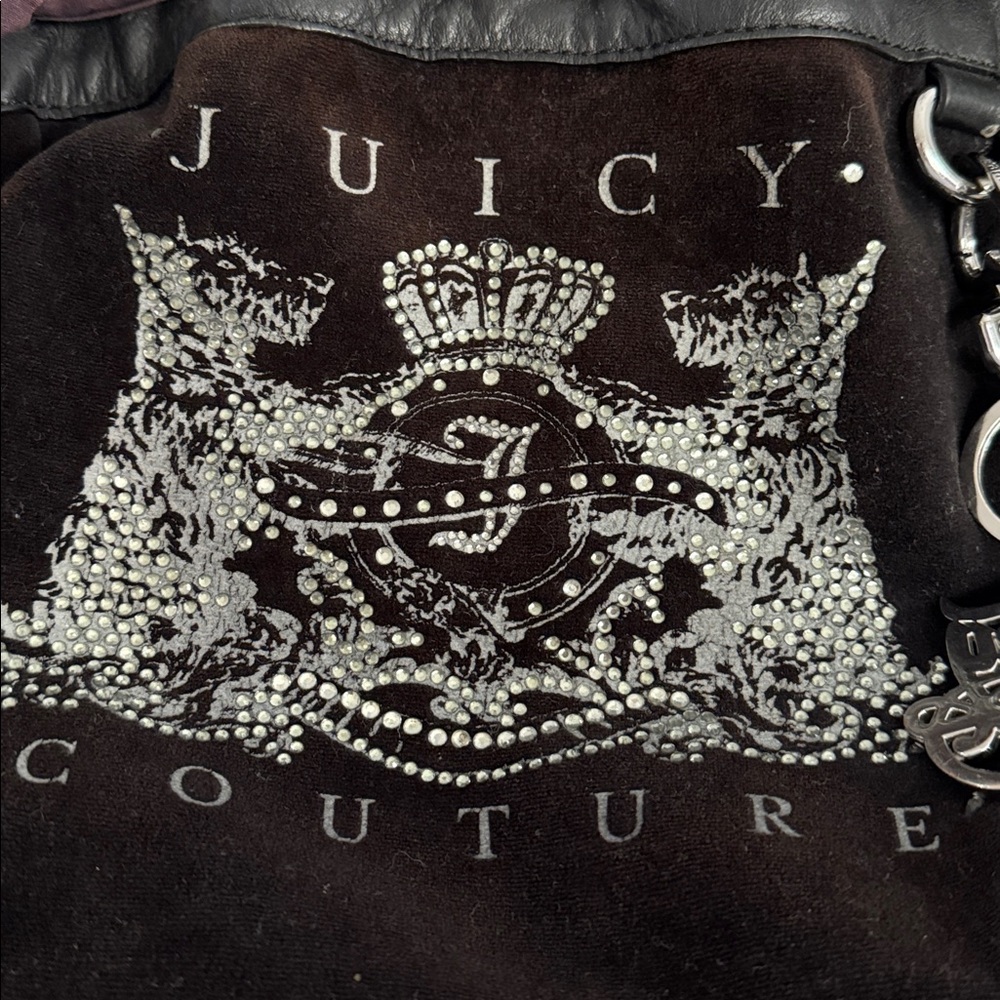 Vintage velvet Juicy Couture Daydreamer Black and Dark Brown Shoulder Bag - Picture 2 of 15